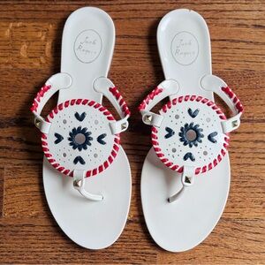 Jack Rogers Georgica Jelly Sandals - Red, White & Blue – Women’s Size 10
